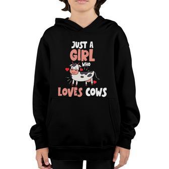 Just A Girl Who Loves Cows Gift Graphic Design Printed Casual Daily Basic Youth Hoodie - Thegiftio UK