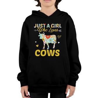 Just A Girl Who Loves Cows Gift Graphic Design Printed Casual Daily Basic Youth Hoodie - Thegiftio UK