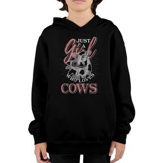 Just A Girl Who Loves Cows Gift Graphic Design Printed Casual Daily Basic Youth Hoodie - Thegiftio UK