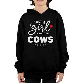 Just A Girl Who Loves Cows Gift Graphic Design Printed Casual Daily Basic Youth Hoodie - Thegiftio UK