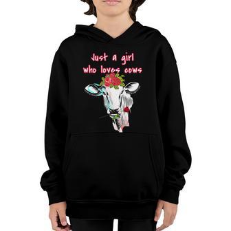 Just A Girl Who Loves Cows Gift Graphic Design Printed Casual Daily Basic Youth Hoodie - Thegiftio UK