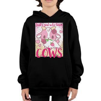 Just A Girl Who Loves Cows Great Gift Graphic Design Printed Casual Daily Basic Youth Hoodie - Thegiftio UK
