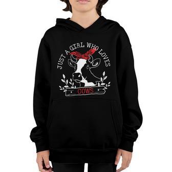 Just A Girl Who Loves Cows Meaningful Gift Graphic Design Printed Casual Daily Basic Youth Hoodie - Thegiftio UK