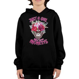 Just A Girl Who Loves Monkeys Cute Graphic Design Printed Casual Daily Basic Youth Hoodie - Thegiftio UK