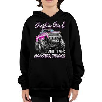Just A Girl Who Loves Monster Trucks Birthday Youth Hoodie - Thegiftio UK