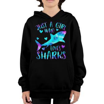 Just A Girl Who Loves Sharks - Watercolor Shark Youth Hoodie - Thegiftio UK