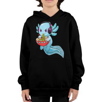 Kawaii Axolotl Eating Ramen Noodles Anime Gift Girls Ns V4 Youth Hoodie - Thegiftio UK