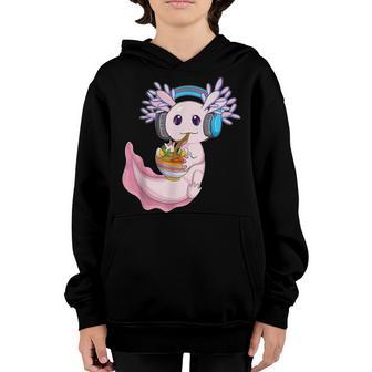 Kawaii Axolotl Eating Ramen Noodles Anime Gift Girls Ns V8 Youth Hoodie - Thegiftio UK