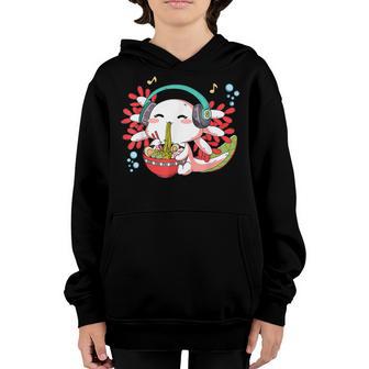 Kawaii Axolotl Eating Ramen Noodles Anime Kids N Girls V2 Youth Hoodie - Thegiftio UK