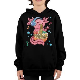Kawaii Axolotl Eating Ramen Noodles Anime Kids N Girls V3 Youth Hoodie - Thegiftio UK