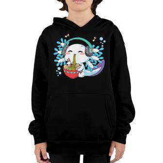 Kawaii Axolotl Eating Ramen Noodles Anime Kids Ns Girls Youth Hoodie - Thegiftio UK