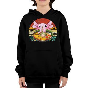 Kawaii Axolotl Eating Ramen Noodles Anime Vintage Gift Girls Youth Hoodie - Thegiftio UK