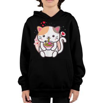 Kawaii Cat Ramen Anime Japanese Food Girls Official Nager Youth Hoodie - Thegiftio UK
