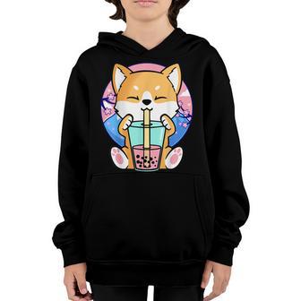 Kawaii Corgi Dog Bubble Tea Boba Anime Neko Japanese Kids Youth Hoodie - Thegiftio UK