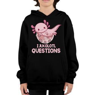 Kawaii I Axolotl Questions Funny Axolotl Lover Kids N Youth Hoodie - Thegiftio UK