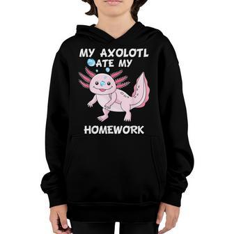 Kawaii My Axolotl Ate My Homework Cute Axolotl Kids Girls Youth Hoodie - Thegiftio UK