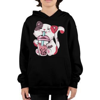 Kawaii Neko Cute Cat Boba Bubble Tea Anime Gifts Women Girls Youth Hoodie - Thegiftio UK