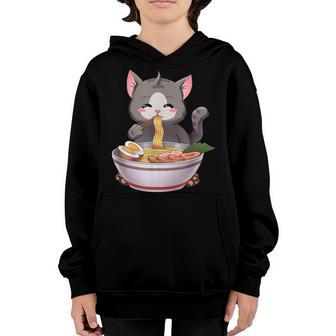 Kawaii Ramen Cat Anime Japanese Food Gift Kids Boys Girls Youth Hoodie - Thegiftio UK