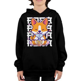 Kawaii Shiba Inu Dog Bubble Tea Boba Anime Gifts Girls Ns Youth Hoodie - Thegiftio UK