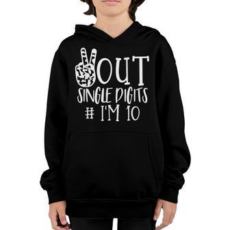 Kids 10Th Birthday-Peace Out Single Digits Im 10 Years Old Youth Hoodie - Thegiftio UK