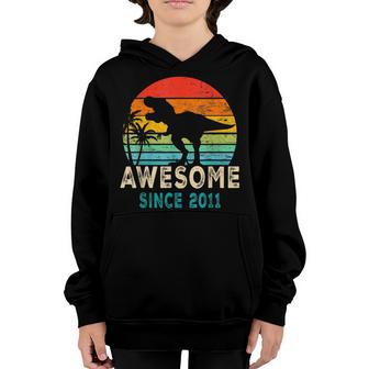Kids 11Th Birthday Dinosaur 11 Year Old Awesome Since 2011 Youth Hoodie - Thegiftio UK