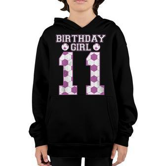 Kids 11Th Birthday Girl Playing Soccer Kids Daughter Birthday Youth Hoodie - Seseable