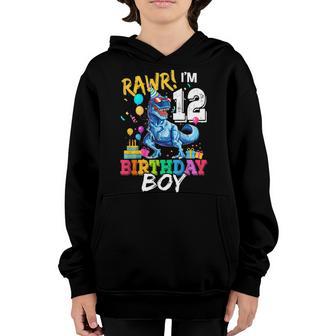 Kids 12 Year Old 12Th Birthday Boy T Rex Dinosaur Youth Hoodie - Thegiftio UK