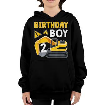 Kids 2 Years Old Boy 2Nd Birthday Gift Boy Toddler Excavator Youth Hoodie - Seseable