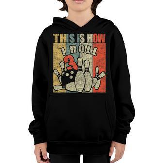 Kids 3 Year Old Bowling Birthday Party - How I Roll 3Th Bowling Youth Hoodie - Thegiftio UK