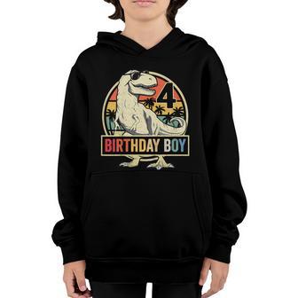 Kids 4 Year Old Shirt 4Th Birthday Boy T Rex Dinosaur Youth Hoodie - Thegiftio UK