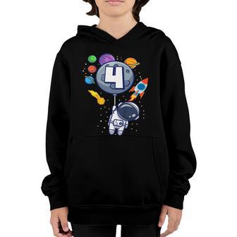 Kids 4Th Birthday Astronaut 4 Year Old Birthday Boy Gift Graphic Design Printed Casual Daily Basic V2 Youth Hoodie - Thegiftio UK