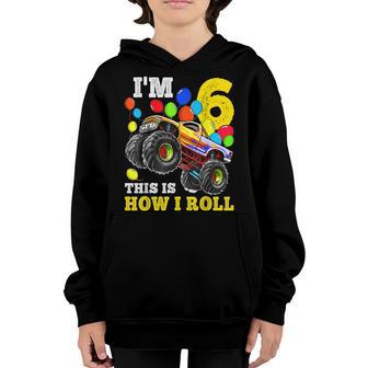 Kids 6 Year Old 6Th Birthday Boy Monster Truck Car V2 Youth Hoodie - Thegiftio UK