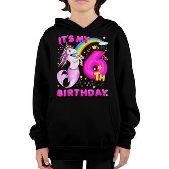 Kids 6Th Birthday Unicorn Mermicorn Mermaid Gifts For Girls Youth Hoodie - Thegiftio UK