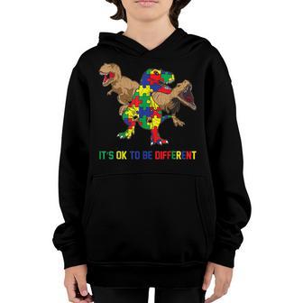 Kids Autism Awareness Ribbon T-Rex Dino Dinosaur Boy Girl Youth Hoodie - Thegiftio UK