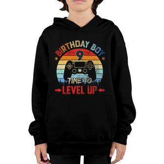 Kids Birthday Boy 9 Time To Level Up 9Th Birthday Boy Gamer Funny Gift Youth Hoodie - Thegiftio UK
