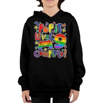 Kids Birthday Boy Girl Level 9 Complete Pop It Fidget Gamer Youth Hoodie - Thegiftio UK