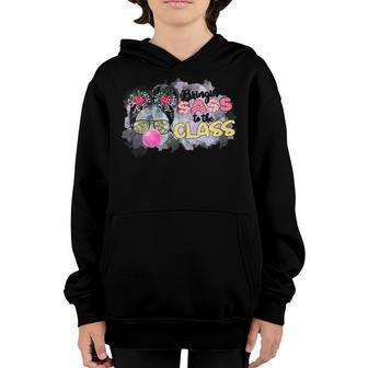 Kids Bringing Sass To The Class Messy Bun Glasses Back To School V2 Youth Hoodie - Seseable