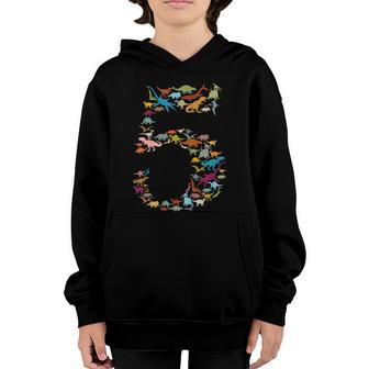 Kids Dinosaur 5Th Birthday Boy 5 Year Old Tgiftrex Party Rawr Gift Graphic Design Printed Casual Daily Basic Youth Hoodie - Thegiftio UK