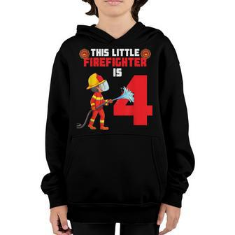 Kids Fire Truck 4Th Birthday 4 Year Old Boy Toddler Youth Hoodie - Seseable