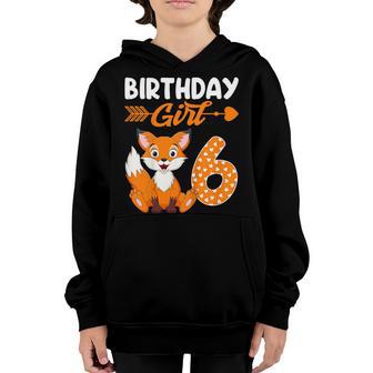 Kids Fox Animal Lovers 6Th Birthday Girl Fox B-Day 6 Year Old Youth Hoodie - Thegiftio UK