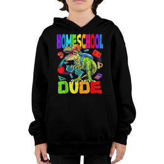 Kids Homeschool Dude Dinosaur Back To School Youth Hoodie - Thegiftio UK