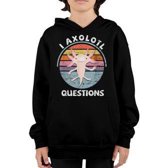 Kids I Axolotl Questions Retro Funny Cute Axolotl- Youth Hoodie - Thegiftio UK