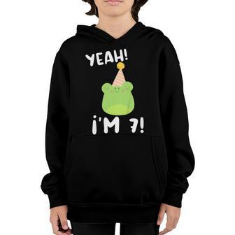 Kids Im 7 Frog Seventh Birthday 7 Years Old 7Th Birthday Party Youth Hoodie - Seseable