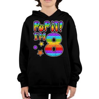 Kids Im 8 Years Old Happy 8Th Birthday Pop It Fidget Youth Hoodie - Thegiftio UK