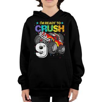 Kids Im Ready To Crush 9 Monster Truck 9Th Birthday Boys Youth Hoodie - Thegiftio UK