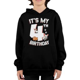 Kids Its My 4Th Birthday Puppy Lover Birthday Dog Theme Funny Gift Youth Hoodie - Thegiftio UK