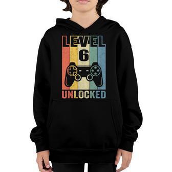 Kids Level 6 Unlocked Funny Video Gamer 6Th Birthday Gift Youth Hoodie - Thegiftio UK
