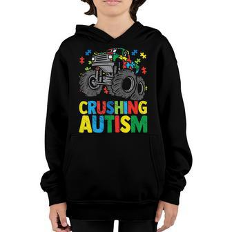 Kids Monster Truck Crushing Austim Autism Awareness Youth Hoodie - Seseable