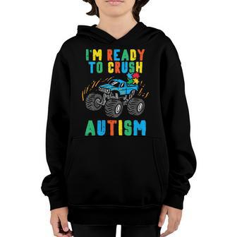 Kids Monster Truck Ready To Crush Autism Awareness Toddler Boys Youth Hoodie - Seseable