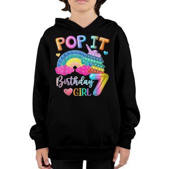 Kids Pop It 7Th Year Old Birthday Girl Fidget Pop Party Youth Hoodie - Thegiftio UK